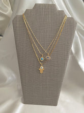 Load image into Gallery viewer, Layered Gold Necklace 3pc Set (Buddha or Hamsa)