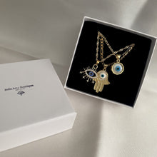 Load image into Gallery viewer, Layered Gold Necklace 3pc Set (Buddha or Hamsa)